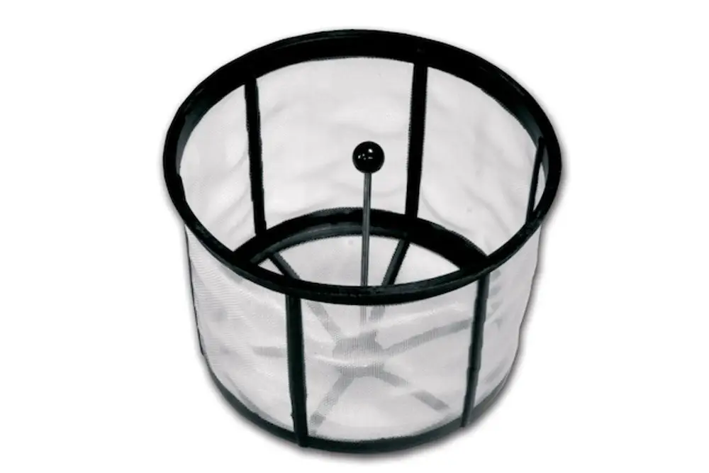 Filterkorb aus Netzmaterial, umgeben von einem stabilen Rahmen, für die Verwendung mit Roth Produkten, geeignet zur Wasserfilterung in Behältern.